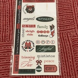 Scrapbooking/ greeting card supplies - Christmas holiday Theme vinyl word blocks